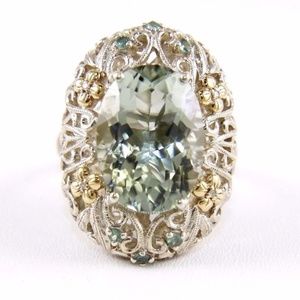 Oval Green Amethyst Sterling Silver Ring 18.05Ct